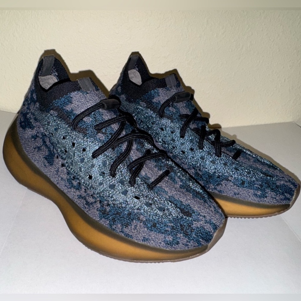 Yeezy Blue and Black Knit Sneakers